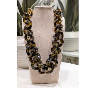 J.Crew Tortoise Shell Chunky Link Necklace Women OS Brown Statement Resin Chain